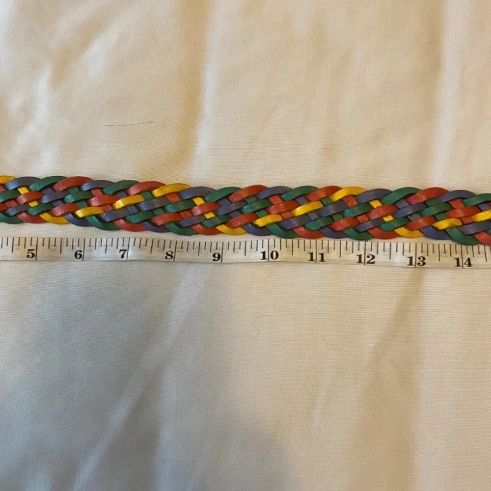 Vintage Rainbow Leather Braided Belt- ML‎
